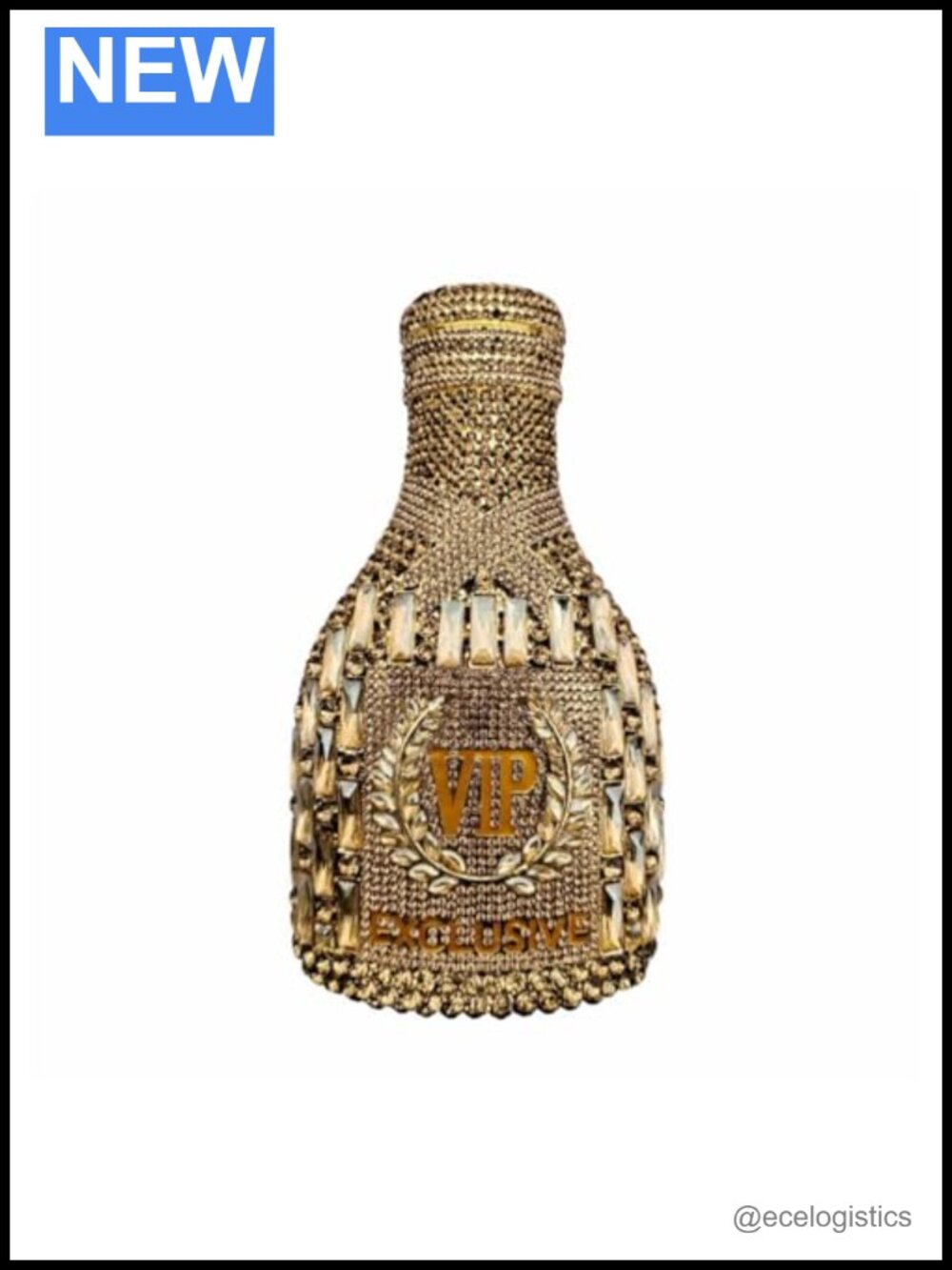 Crystal Champagne Bottle Evening Clutch Rhinestone Prom Purse with Chain